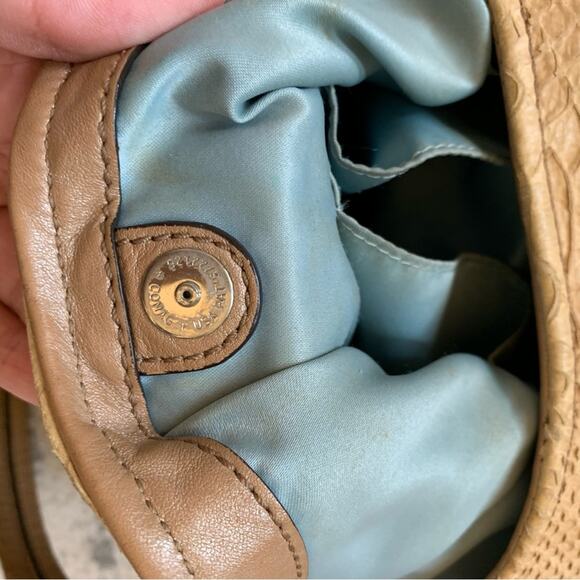 Coach Light Tan Leather Snake Print Shoulder Hobo Bag - Picture 12 of 14